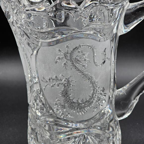Handcrafted Vintage Hofbauer Crystal Dragon Pitcher - 1950s German Lead Crystal - Picture 5 of 8